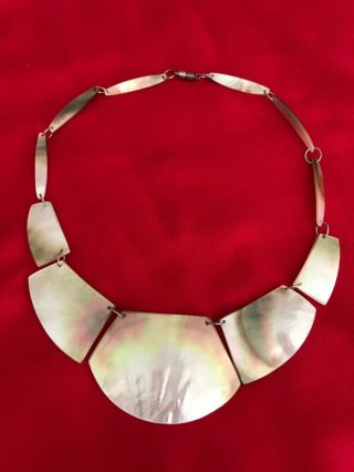 Vintage Natural Mother Of Pearl Spectacular Sparkling Necklace - Choker