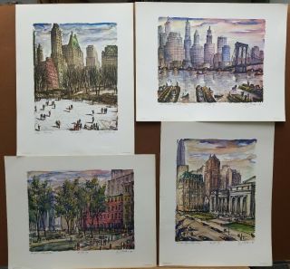 J.  M.  Gallais Vintage Set Of Four Prints " York City " 1960 
