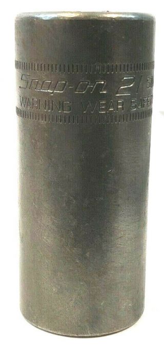 Vintage Snap - On 3/8 " Drive 6 - Point 21mm Impact Socket Simfml21 Made In Usa