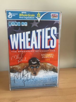 Autographed Michael Phelps Wheaties Box - Olympic Swimming Champion