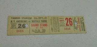 Rare 1941 Buffalo Tigers @ Ny Americans Afl Football Full Ticket Not Stub