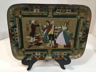 Antique 1909 Buffalo Pottery Deldare Ware Dancing He Minuet Serving Tray - Signed