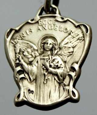 Vintage Silver Art Nouveau Pendant Behold The Bread Of Angel The Holy Angel