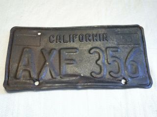 1963 63 California Ca License Plate Tag Axe 356