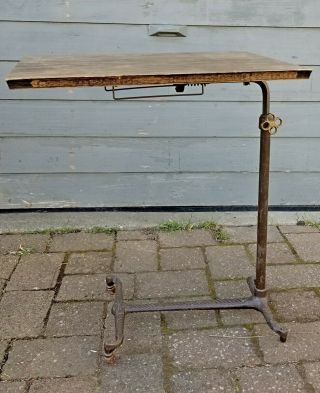Antique Vtg Medical Dental Instrument Side Table Cast Iron Industrial Steampunk