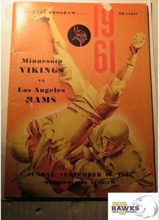 Sept.  10 1961 Minnesota Vikings Vs Los Angeles Rams Program Metropolitan Stadium