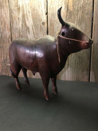 Vintage Wooden Texas Longhorn Bull And Cow Handmade Novelty Figures Cowboy