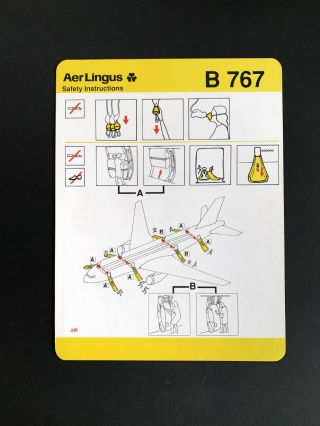 Safety Card Aer Lingus Boeing 767