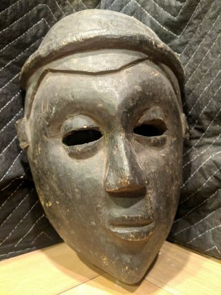 Dark Wood Mask Of Unknown Origin — Authentic Carved Wood African Art