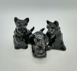 Vintage Goebel Black Scottish Terrier Trio Figurine Scottie Dogs Germany