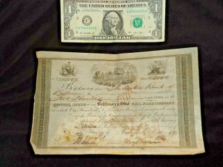 1853 The Western Bank Of Baltimore B&o Railroad Stock Certificate In Good Shape