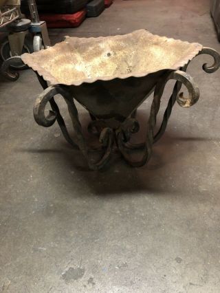 Antique Wrought Iron Plant Stand 9” Tall 11 - 12” Diameter