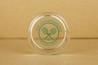 Vintage The Championships Wimbledon Tennis Puck Shaped Paperweight 2.  75 " D