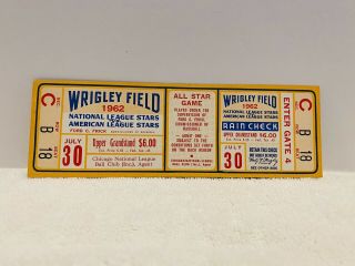 1962 Wrigley Field Baseball All Star Game Full Ticket