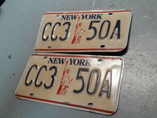 Vintage York State Statue Of Liberty Matching License Plates