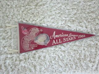 1963 American League All Stars Cleveland Municipal Stadium Baseball Pennant