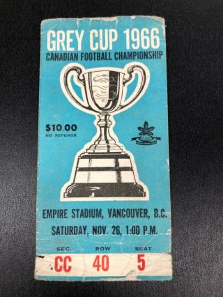 1966 Cfl Grey Cup Ticket Stub - Stub From 1966 Grey Cup Game