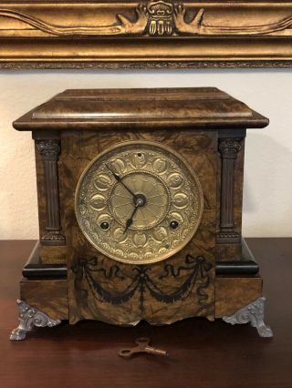 Antique 1896 Seth Thomas Adamantine Mantel Clock Gorgeous Clock