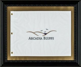 Arcadia Bluffs Course Golf Flag - Framed Michigan Links Golf Masterpiece