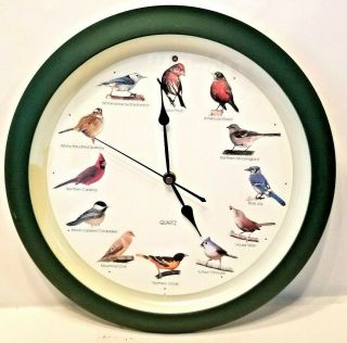 Vintage Mark Feldstein Singing Bird Wall Clock 13 " Green 1998
