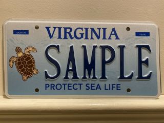 Virginia Protect Sea Life Sample License Plate Gem Nos