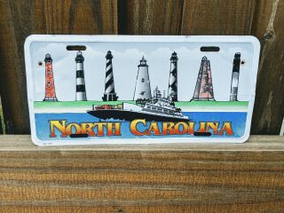 Lighthouses Of North Carolina Vintage Metal Booster License Plate Lighthouse