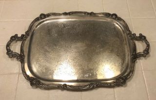Vintage Silver Platter Serving Tray Footed Extra Large 28 - 1/2” X 16 - 1/2”