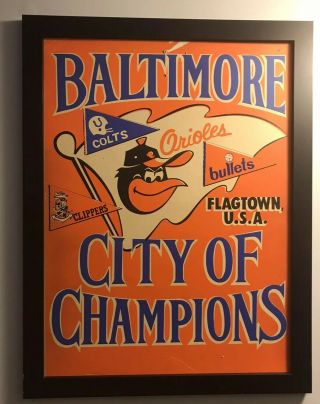 Baltimore Orioles Colts Clippers Bullets 1971 World Series Sign Memorial Stadium