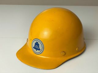 Vintage Yellow Bell Systems Hard Hat - Inside Sticker 1959 - Made In Usa