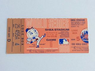 1969 York Mets World Series Ticket Stub - Game 5 Clincher - Miracle Mets