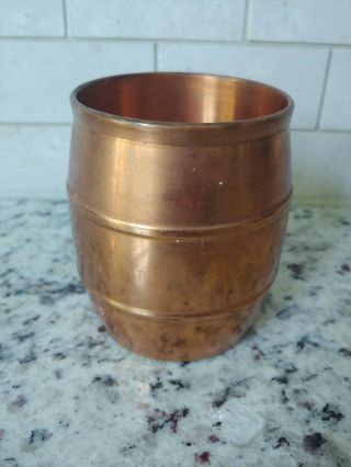 Vintage Wb West Bend Solid Copper Barrel Cup Mug