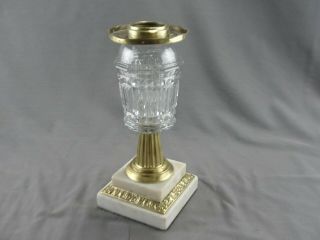 Antique Brass Oil Lamp Base Eapg Glass Font Marble Base 1 3/4 " Burner Opening