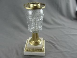 Antique Brass Oil Lamp Base EAPG Glass Font Marble Base 1 3/4 
