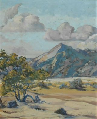 Old Vintage Oil On Board Painting Framed Western Landscape Desert Sand Scene