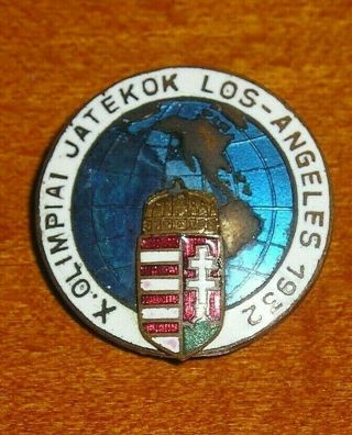 1932 Hungary Los Angeles Noc Olympic Badge Pin