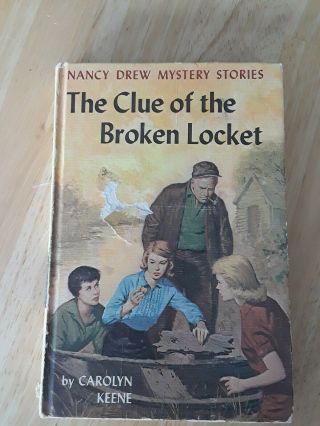 Vintage Nancy Drew Book 1934 The Clue Of The Broken Locket Yellow Spine Hc