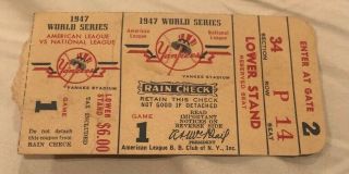 1947 World Series York Yankees Ticket Stub Game 1 Jackie Robinson Dimaggio