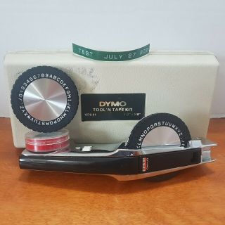 Vintage Dymo Label Maker 1570 Chrome Tapewriter With Case & Extra Tape