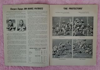 1967 AFL Football Program,  San Diego Chargers vs Boston Patriots in San Diego. 2