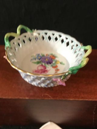 Antique Dresden Germany Hand Painted W/ Raised Flowers Candy Dish - 657