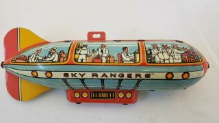 Vintage Unique Art Sky Rangers Lithograph Tin Blimp