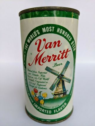 Van Merritt Vintage Flat Top 12 Oz Beer Can,  Straight Steel,  Chicago,  Il