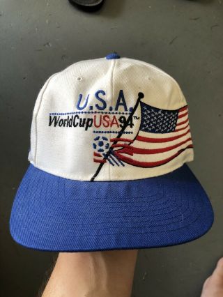 Vintage 1994 World Cup Usa 94 Official Snapback Cap Hat Red / White / Blue