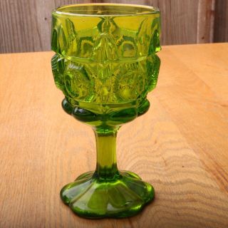 Vintage Bright Green Glass Goblet Footed Wine