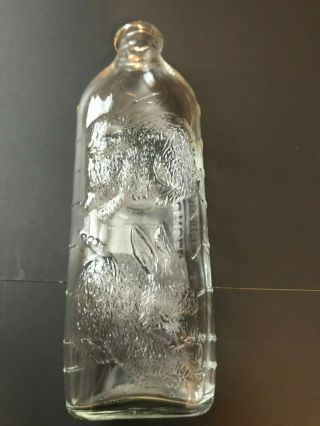Vintage Glass Baby Bottle Embossed Bunnies