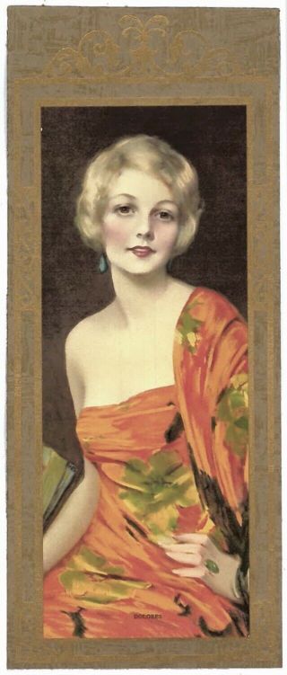 Vintage 1920s Art Deco Jazz - Age J.  Knowles Hare Flapper Pin - Up Print " Dolores "