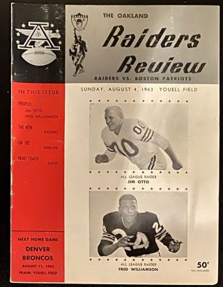1963 Afl Exhibition Game Rare Program Oakland Raiders Boston Patriots