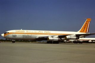 35mm Colour Slide Of Faucett Peru Cargo Boeing 707 - 331c N15710