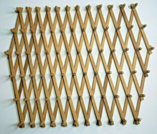 Vintage Wooden Accordion Expandable Wall Rack 75 Pegs Hanging Storage Euc Htf