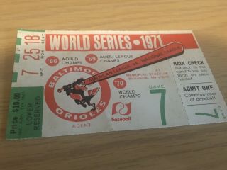 Baltimore Orioles - Pittsburgh Pirates 1971 World Series Ticket Stub Gm 7